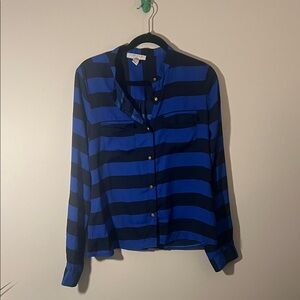 Forever 21 Royal Blue and Navy Striped Button Down Shirt